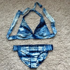 GUC Lucky Brand Blue Tie Dye Swimsuit, Size XS/S